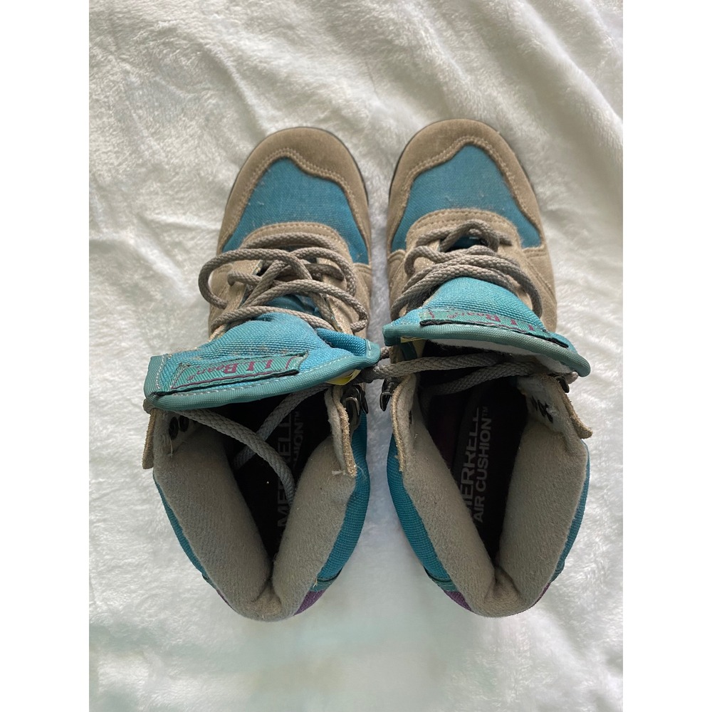 Vintage LL Bean Merrell Hiking Boots Womens 6.5 Suede Teal Purple Retro Gorpcore